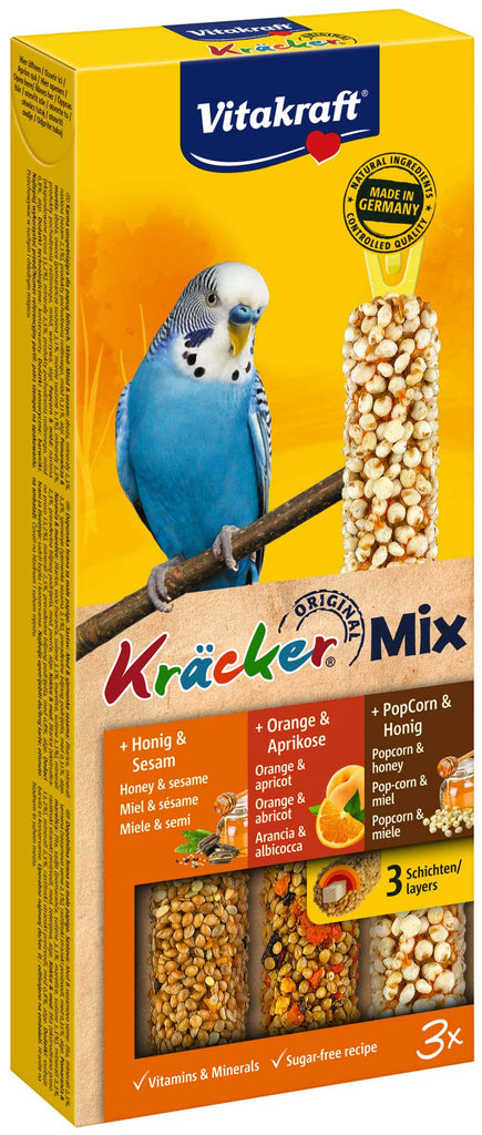VITAKRAFT Baton pentru perusi, cu Miere, Portocale, Popcorn 3 bucati, 80g