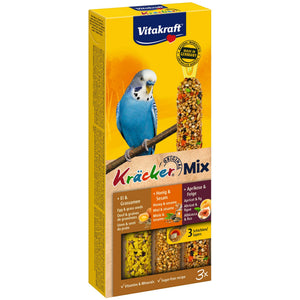VITAKRAFT Baton pentru perusi, Trio-Mix cu Ou, Fructe, Miere 3 bucati, 80g