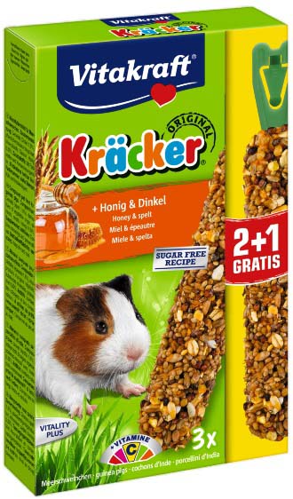 VITAKRAFT Baton pentru porcusori de Guineea, cu Miere, 2+1 baton GRATIS, 168g