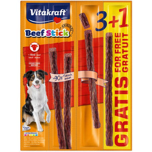 VITAKRAFT Delicatese pentru caini Beef Stick cu Vita 4 bucati, 48g, 3+1GRATIS