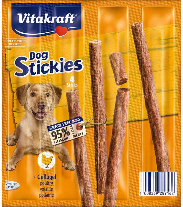 VITAKRAFT Delicatese pentru câini Stickies cu Pasăre 4 bucăţi, 44g - Maxi-Pet.ro