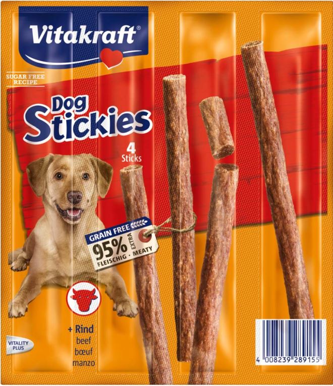 VITAKRAFT Delicatese pentru câini Stickies cu Vită 4 bucăţi, 44g - Maxi-Pet.ro