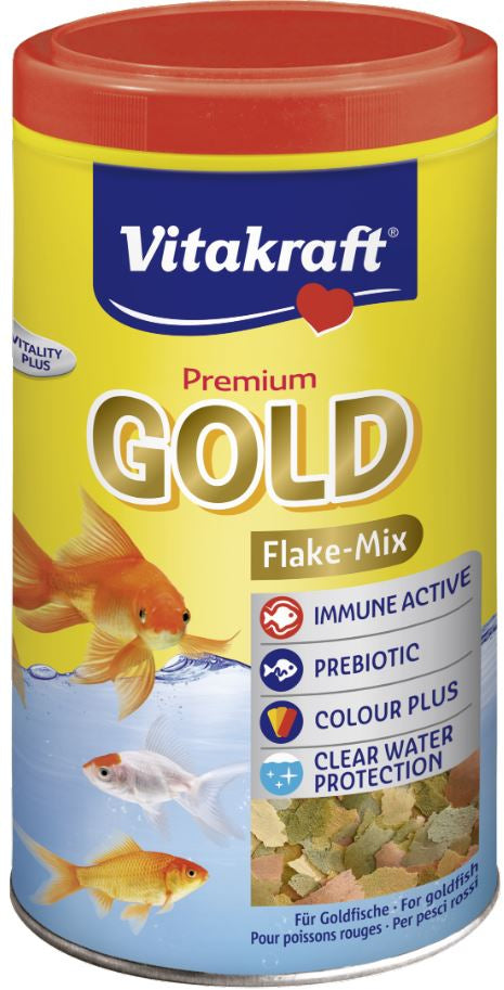 VITAKRAFT GOLD Flake Mix, Hrană sub formă de fulgi ptr peşti de apă rece - Maxi-Pet.ro