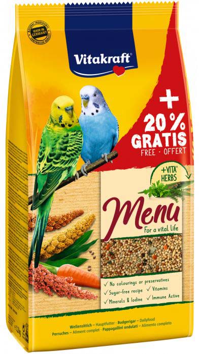 VITAKRAFT Menu VITAL cu Ierburi, Hrana completa pentru Perusi 1kg+200g GRATIS