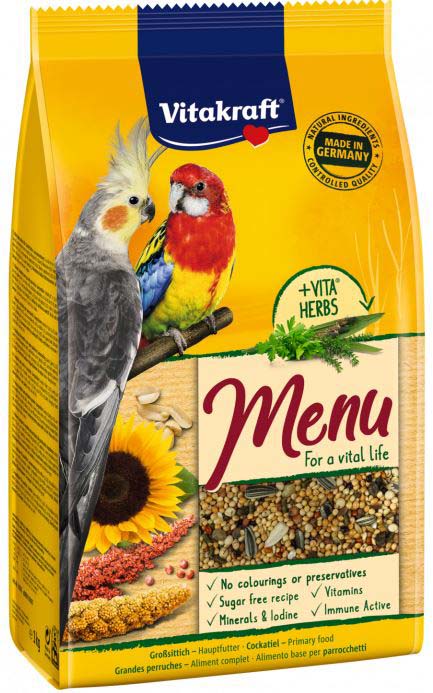 VITAKRAFT Menu VITAL cu Ierburi, Hrana pentru papagali de marime medie,Nimfe 1kg