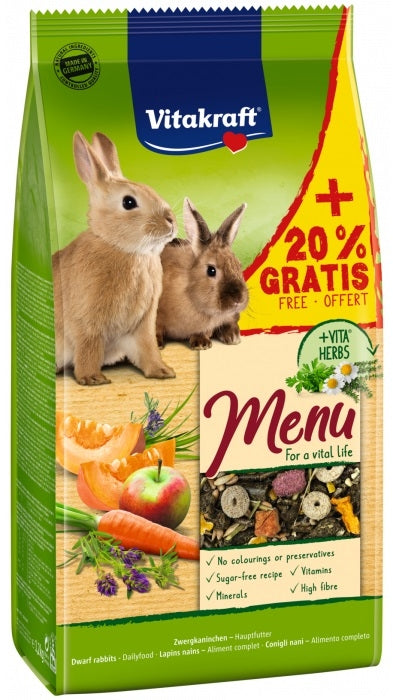 VITAKRAFT Menu Vital Hrana pentru iepuri 1kg + 20% GRATIS