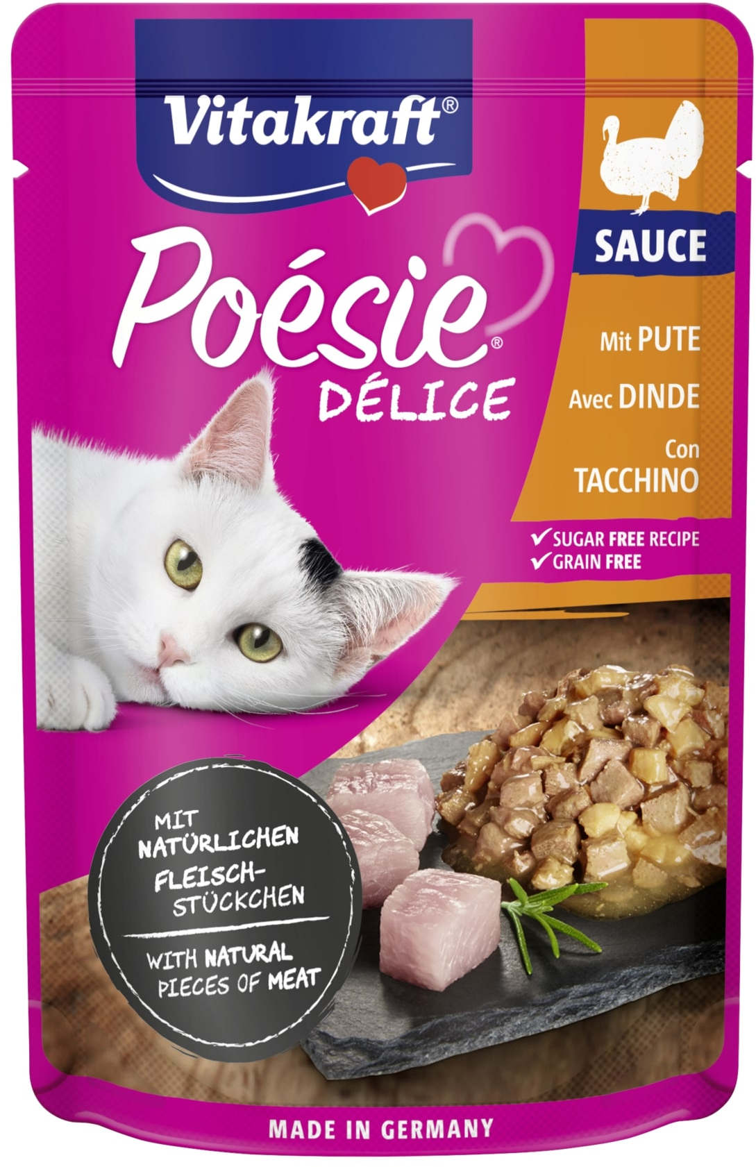 VITAKRAFT Poesie Delice Sauce Plic pentru pisici, cu Piept de Curcan in Sos 85g