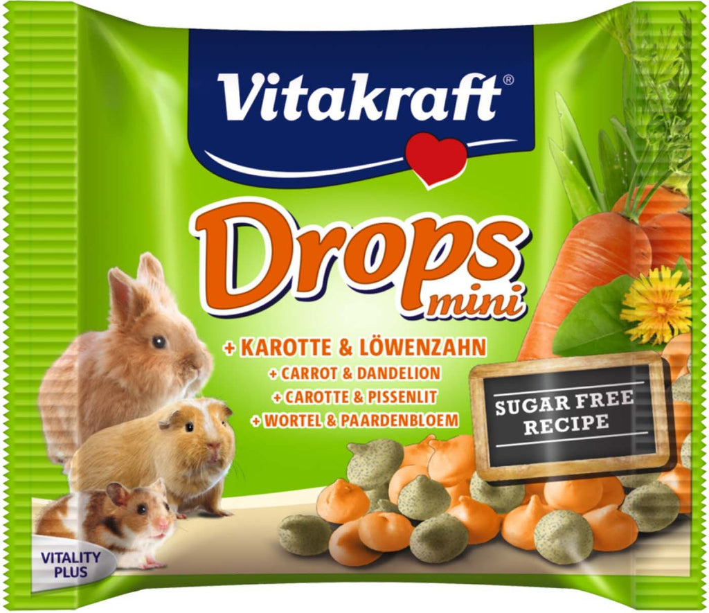 VITAKRAFT Recompense pentru rozatoare Drops Mini cu Morcov si Papadie 40g