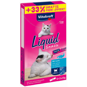 VITAKRAFT Snack lichid pentru pisici, cu Somon si Omega 3 (8 plicuri x 15g),120g