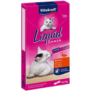VITAKRAFT Snack lichid pentru pisici, Rata si Beta-Glucan (6 plicuri x 15g), 90g