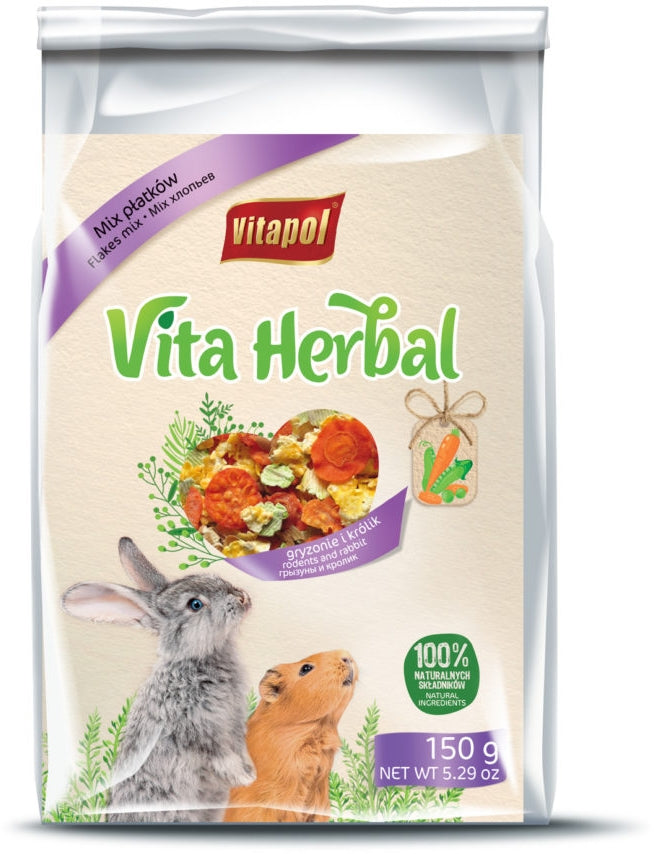 VITAPOL Herbal Hrana suplimentara pentru rozatoare Mix de Fulgi 150g