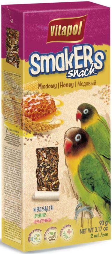 VITAPOL Smakers Snacks pentru agapornis Miere, 2 bucati 90g