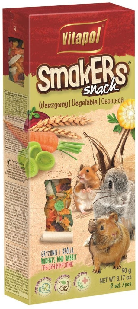 VITAPOL Smakers Snacks pentru rozatoare Legume, 2 bucati, 90g