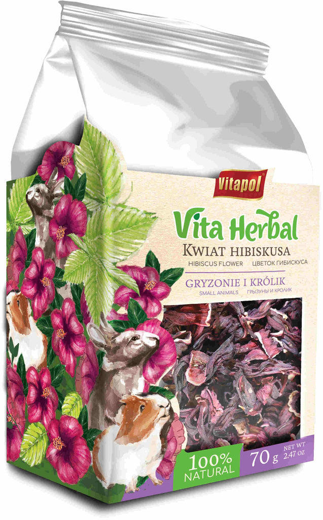 VITAPOL Vitaherbal Hrană suplimentară ptr animale mici cu flori de Hibiscus 70g - Maxi-Pet.ro