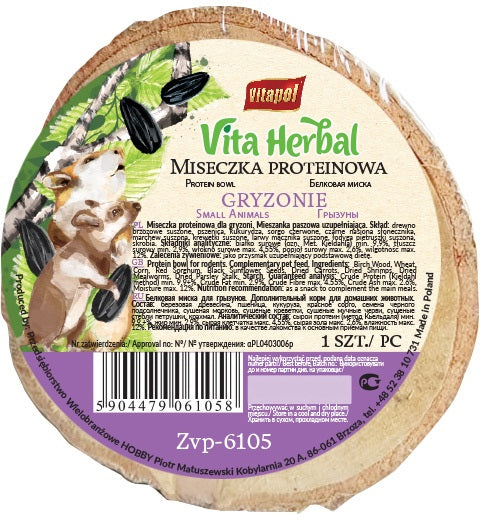 VITAPOL Vitaherbal Protein, Bol de lemn, cu proteine, pentru rozatoare 1buc