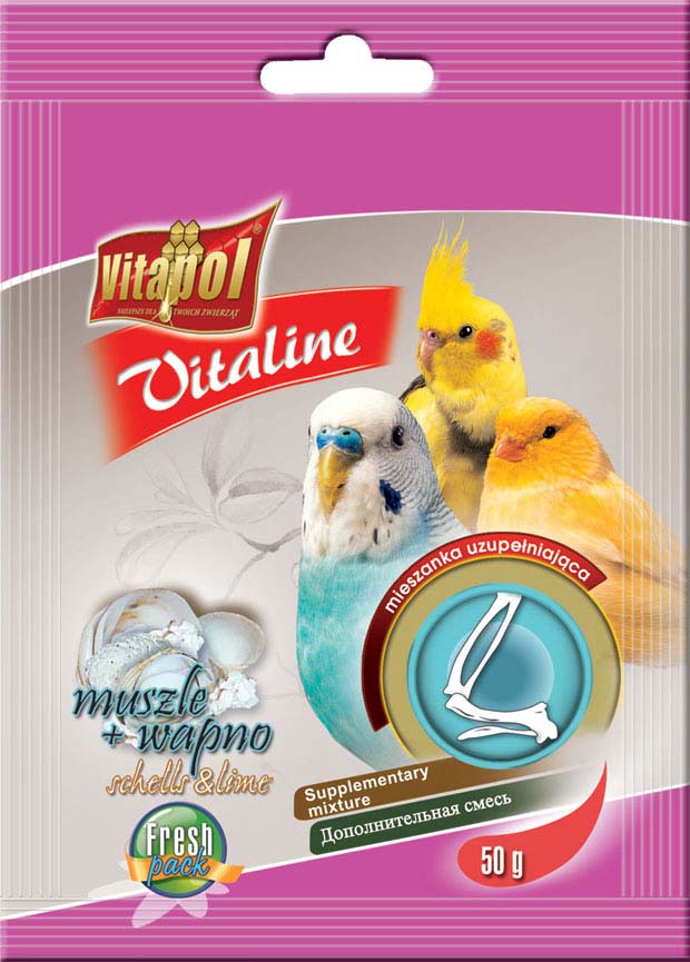 VITAPOL VitaLine Coji de stridie şi Calciu pentru păsări 50g - Maxi-Pet.ro