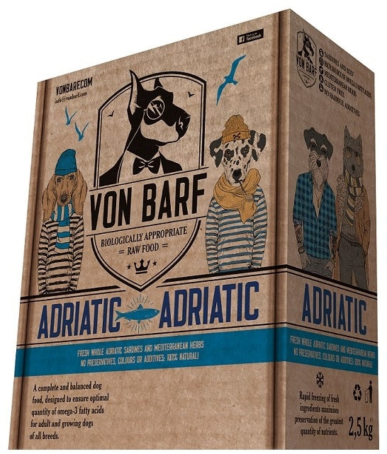 VON BARF Adriatic, hrană crudă congelată pentru câini 10x250g - Maxi-Pet.ro
