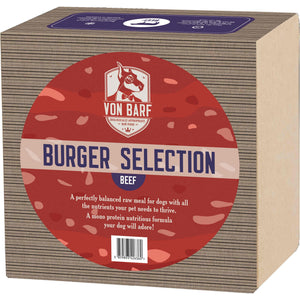 VON BARF Burger Selection, hrana cruda congelata pt caini, de Vita, 1Kg 5x200g