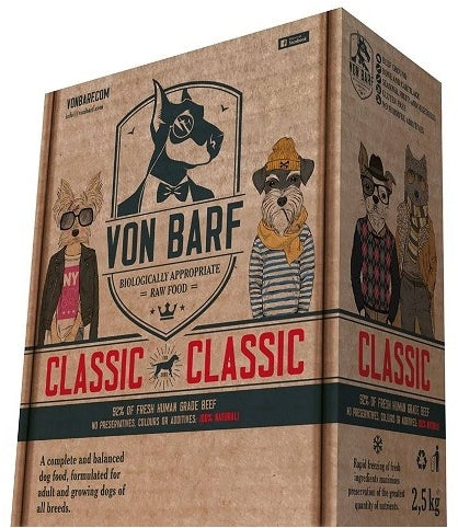 VON BARF Classic, hrană crudă congelată pentru câini 2,5kg - Maxi-Pet.ro