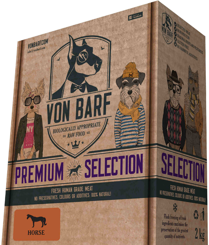 VON BARF Premium Selection Cal, hrana cruda congelata pentru caini 8x250g