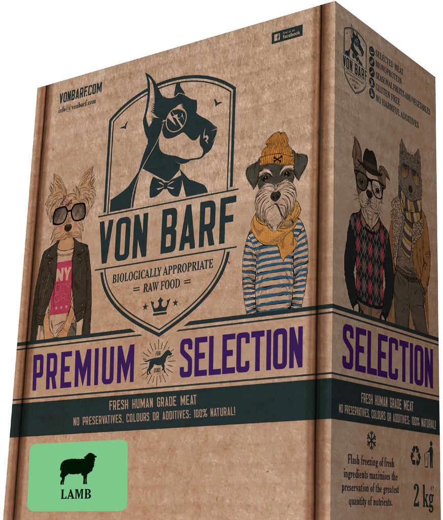 VON BARF Premium Selection Miel, hrană crudă congelată pentru câini 8x250g - Maxi-Pet.ro