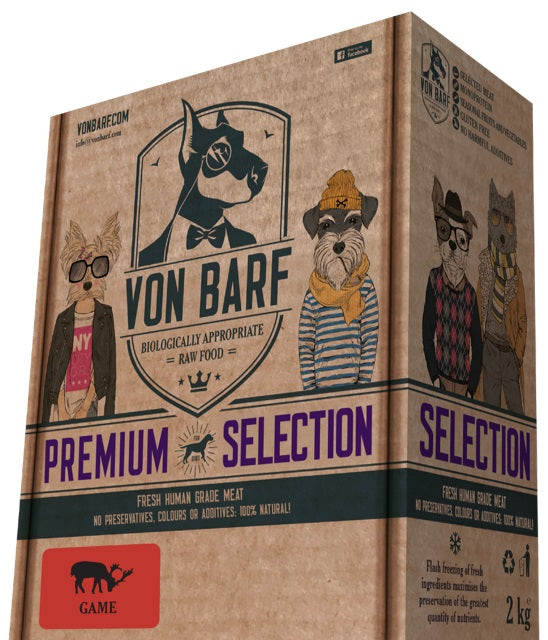 VON BARF Premium Selection Vanat, hrana cruda congelata pentru caini 8x250g