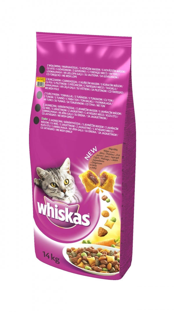 Hrana uscata pentru pisici Whiskas cu pui si ficat 14 kg - Animax