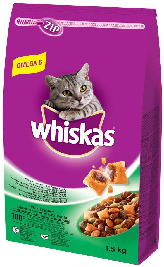 WHISKAS Hrana uscata pentru pisici adulte, cu Miel 