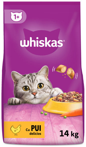 WHISKAS Hrana uscata pentru pisici adulte, cu Pui 14kg