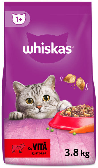 WHISKAS Hrană uscată pentru pisici Adulte, cu Vită - Maxi-Pet.ro