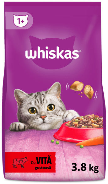 WHISKAS Hrana uscata pentru pisici Adulte, cu Vita 3,8kg