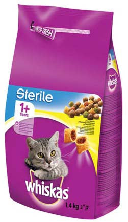 WHISKAS Hrana uscata pentru pisici Sterilizate, cu Pui 1,4kg