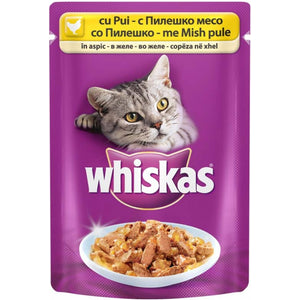 WHISKAS Plic hrana umeda pentru pisici adulte, cu Pui in aspic 