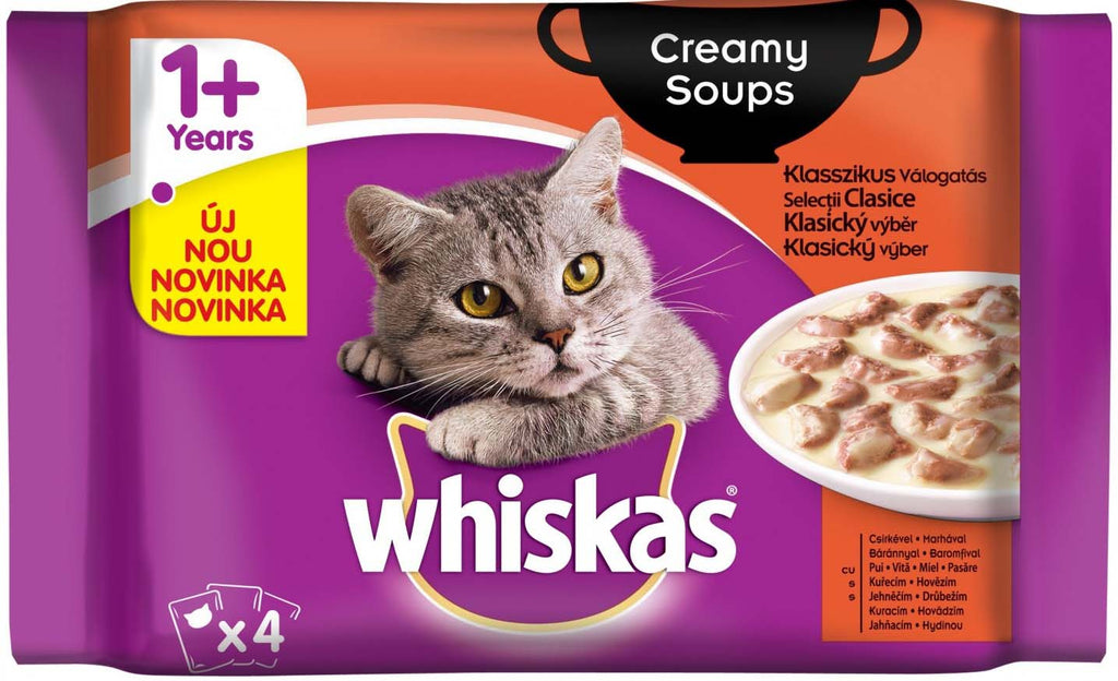 WHISKAS Plic hrană umedă pentru pisici adulte Selecţii Creamy Soup 4X85g - Maxi-Pet.ro