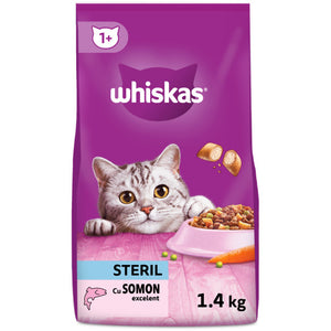 WHISKAS Sterile Hrana uscata pentru pisici Adulte, cu Somon 1,4kg