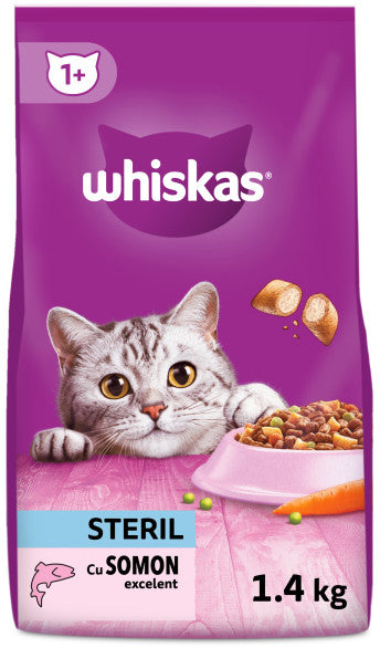 WHISKAS Sterile Hrana uscata pentru pisici Adulte, cu Somon 1,4kg