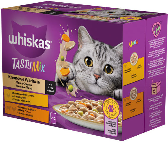 WHISKAS Tasty Mix Creamy Creation plicuri hrana umeda pisici Adulte 12x85g