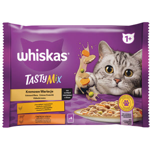 WHISKAS Tasty Mix Creamy Creation plicuri hrana umeda pisici Adulte 4x85g