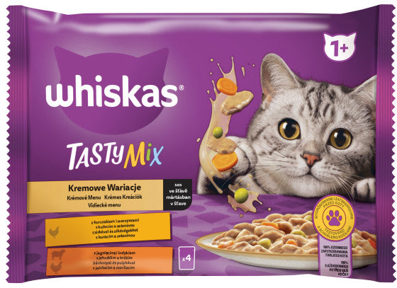 WHISKAS Tasty Mix Creamy Creation plicuri hrana umeda pisici Adulte 4x85g