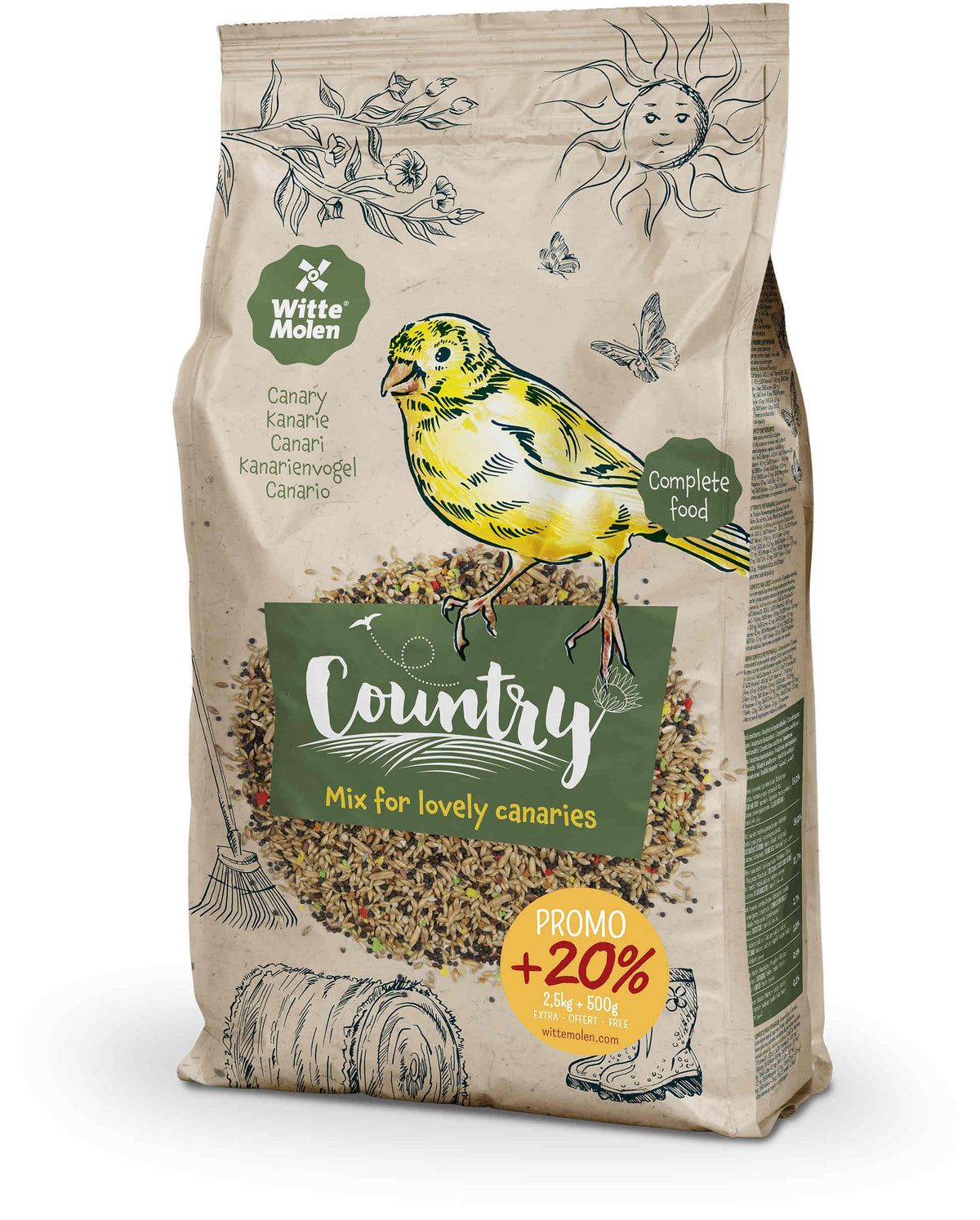WITTE MOLEN Country Hrana completa pentru Canari 2,5kg + 20% GRATIS
