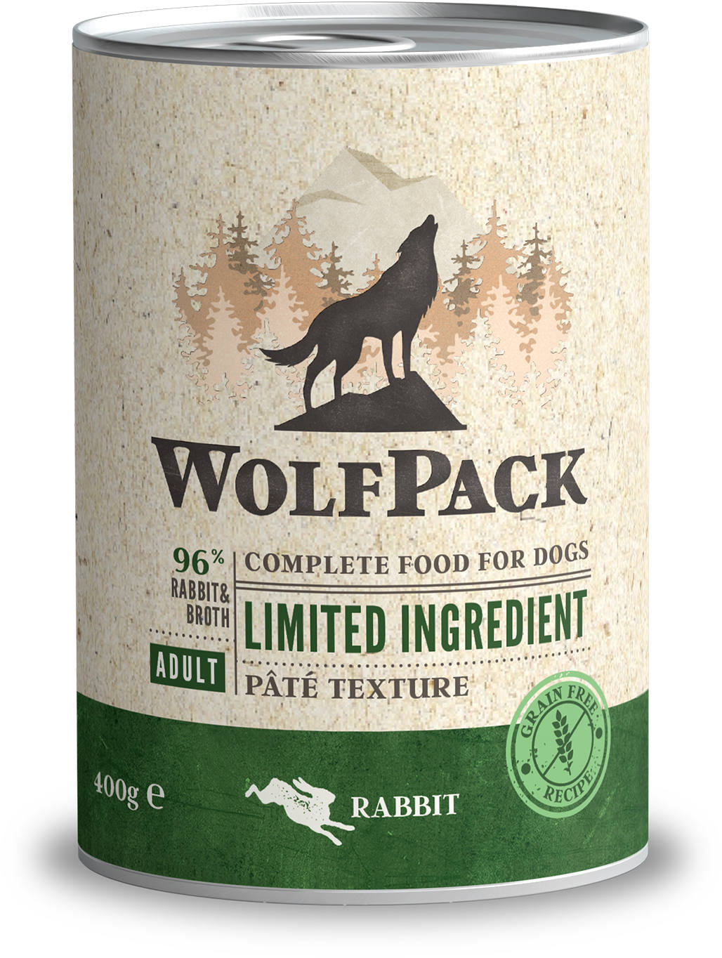 WOLFPACK Conserva pentru caini, cu numar limitat de ingrediente, Iepure 400g