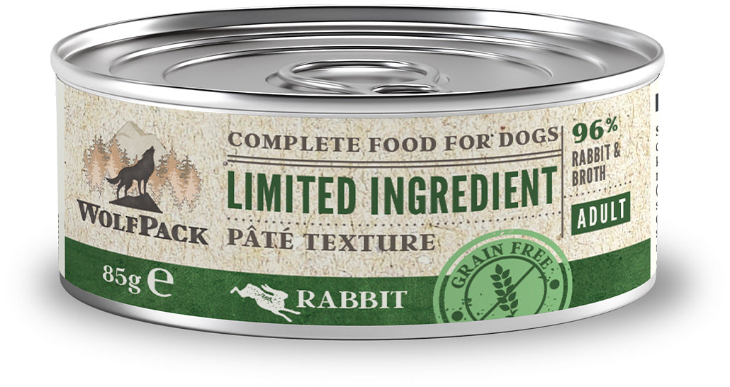 WOLFPACK Conserva pentru caini, cu numar limitat de ingrediente, Iepure 85g
