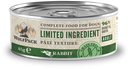 WOLFPACK Conserva pentru caini, cu numar limitat de ingrediente, Iepure 85g