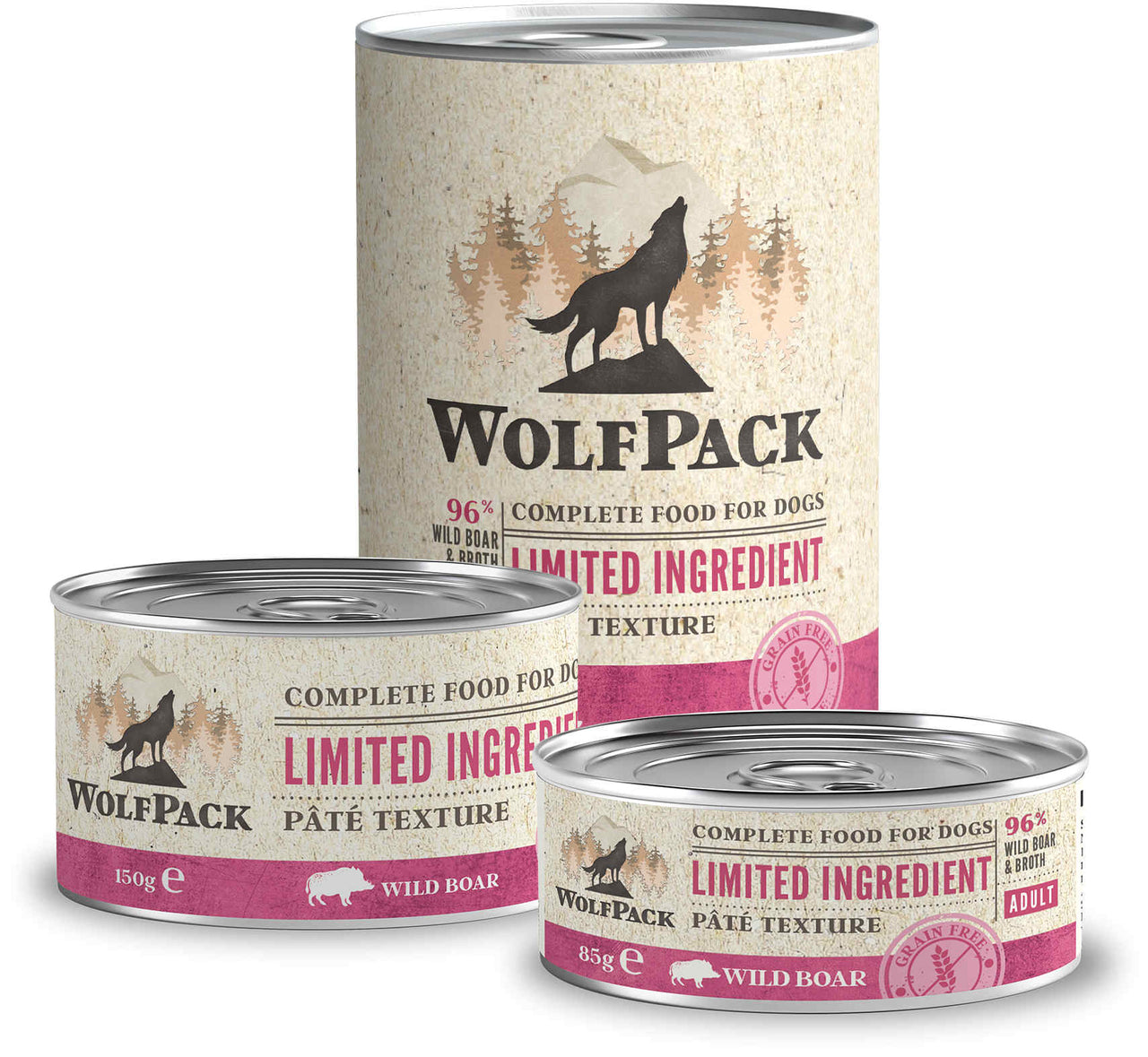WOLFPACK Conserva pentru caini, cu numar limitat de ingrediente, Porc mistret