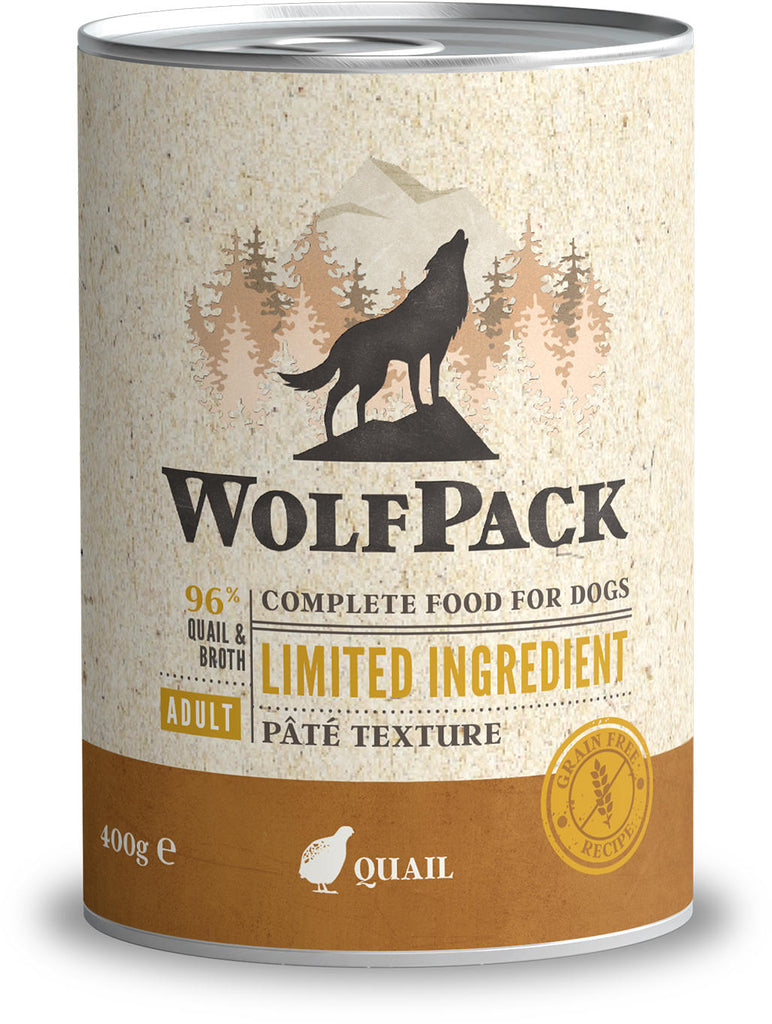 WOLFPACK Conserva pentru caini, cu numar limitat de ingrediente, Prepelita 400g