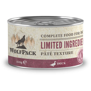 WOLFPACK Conserva pentru caini, cu numar limitat de ingrediente, Rata 150g