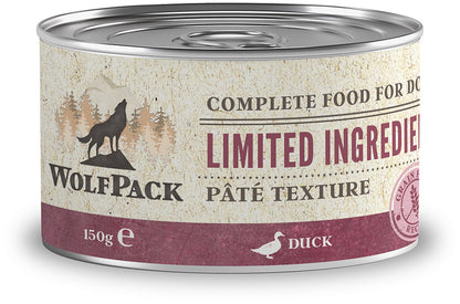 WOLFPACK Conserva pentru caini, cu numar limitat de ingrediente, Rata 150g