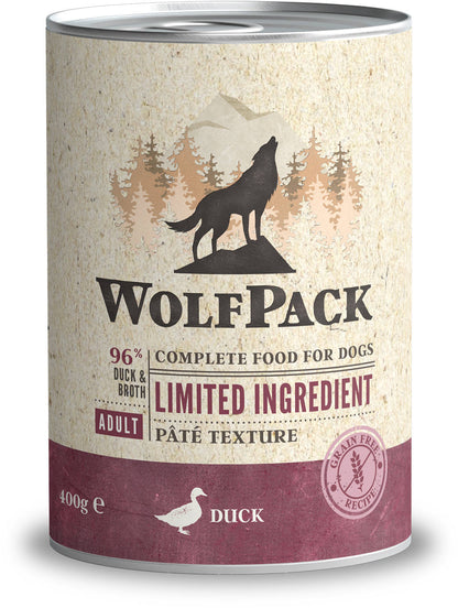 WOLFPACK Conserva pentru caini, cu numar limitat de ingrediente, Rata 400g