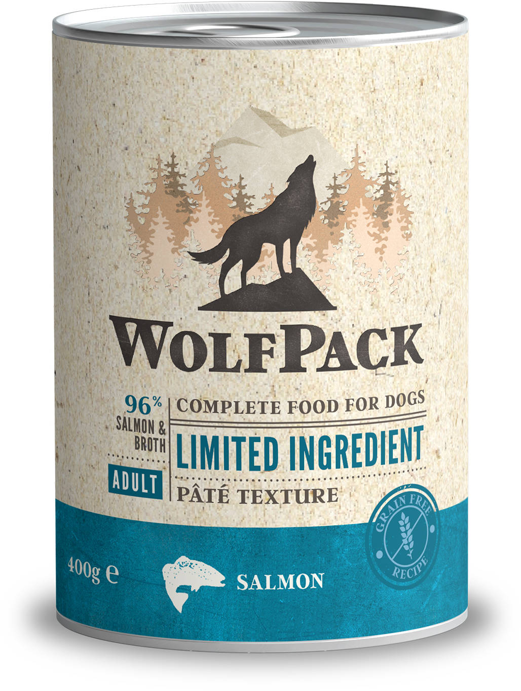 WOLFPACK Conserva pentru caini, cu numar limitat de ingrediente, Somon 400g