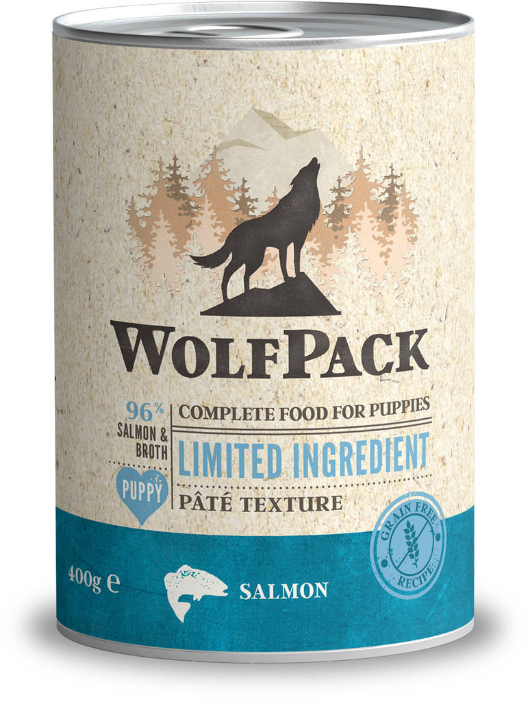 WOLFPACK Conserva pentru PUPPY, cu numar limitat de ingrediente, Somon 400g 